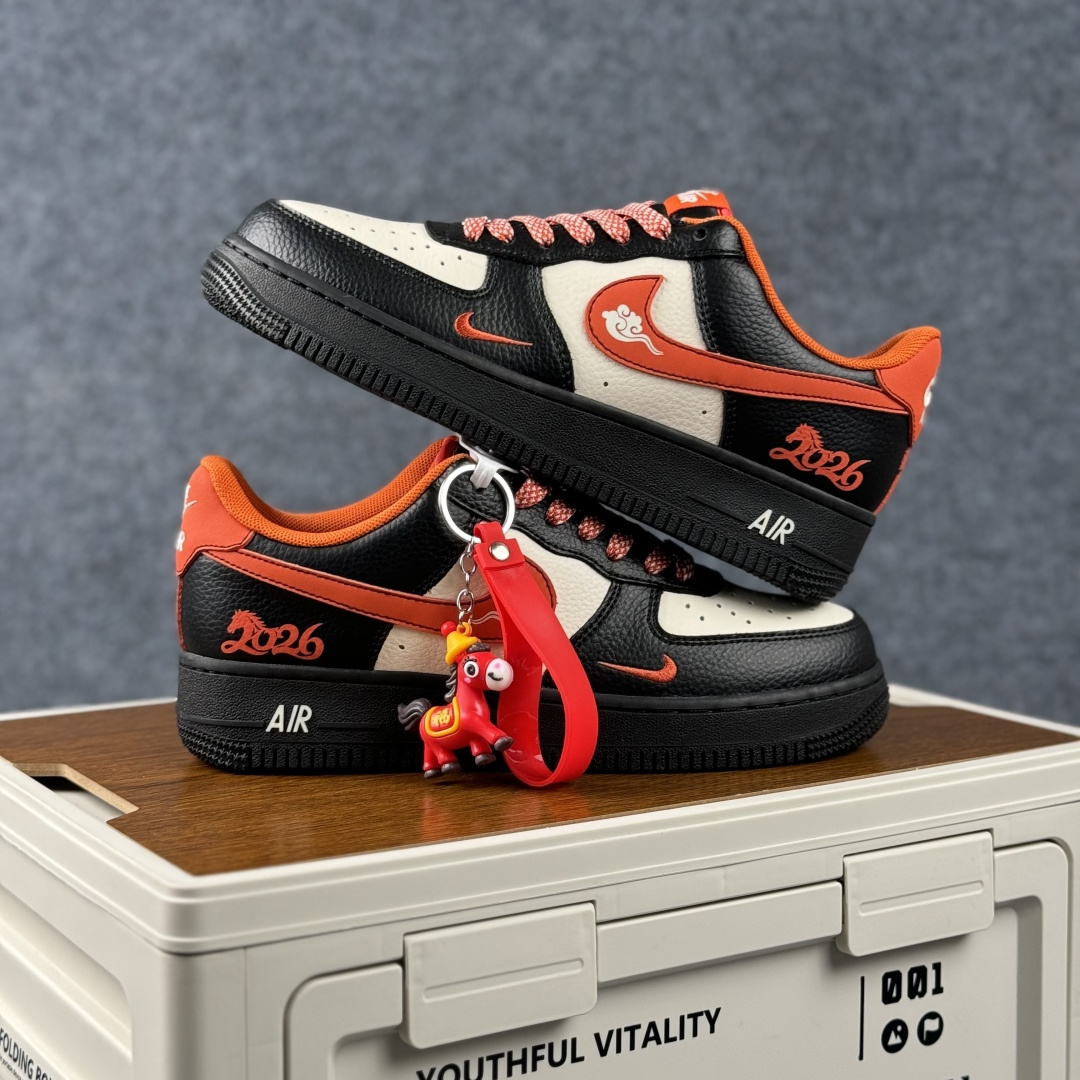 260 Nike Air Force 1'07 Low 马年限定 黑橙 空军一号低帮休闲板鞋 XD0028-018