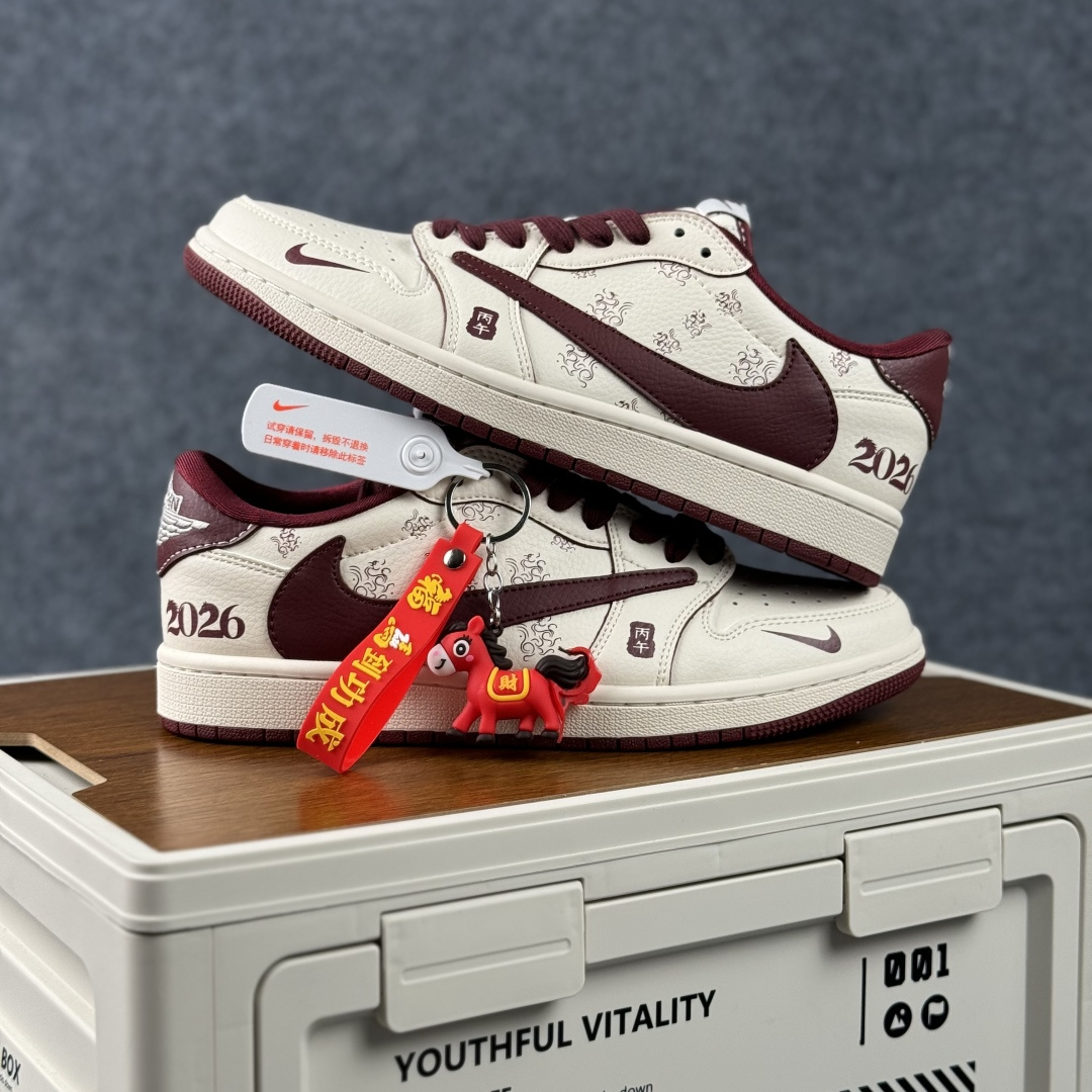 Air Jordan 1 Low AJ1 乔1 马年限定 2026 高端定制 低帮倒钩复古篮球鞋 CX5050-Y66