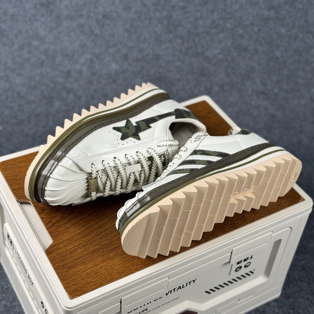 380 PK版Adidas CLX BAPE SUPERBY E 陈冠希联名 锯齿休闲板鞋 KJ1473