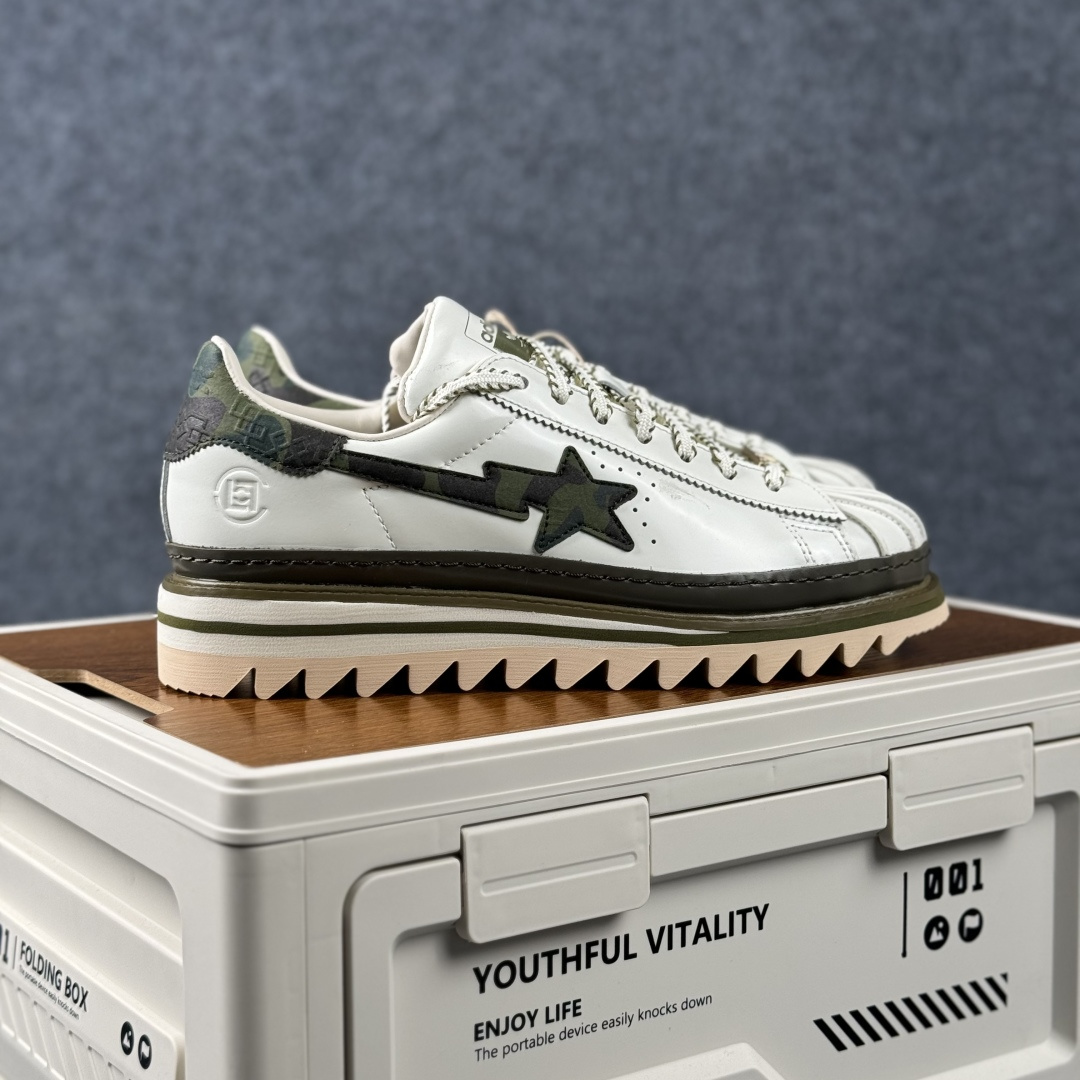 380 PK版Adidas CLX BAPE SUPERBY E 陈冠希联名 锯齿休闲板鞋 KJ1473