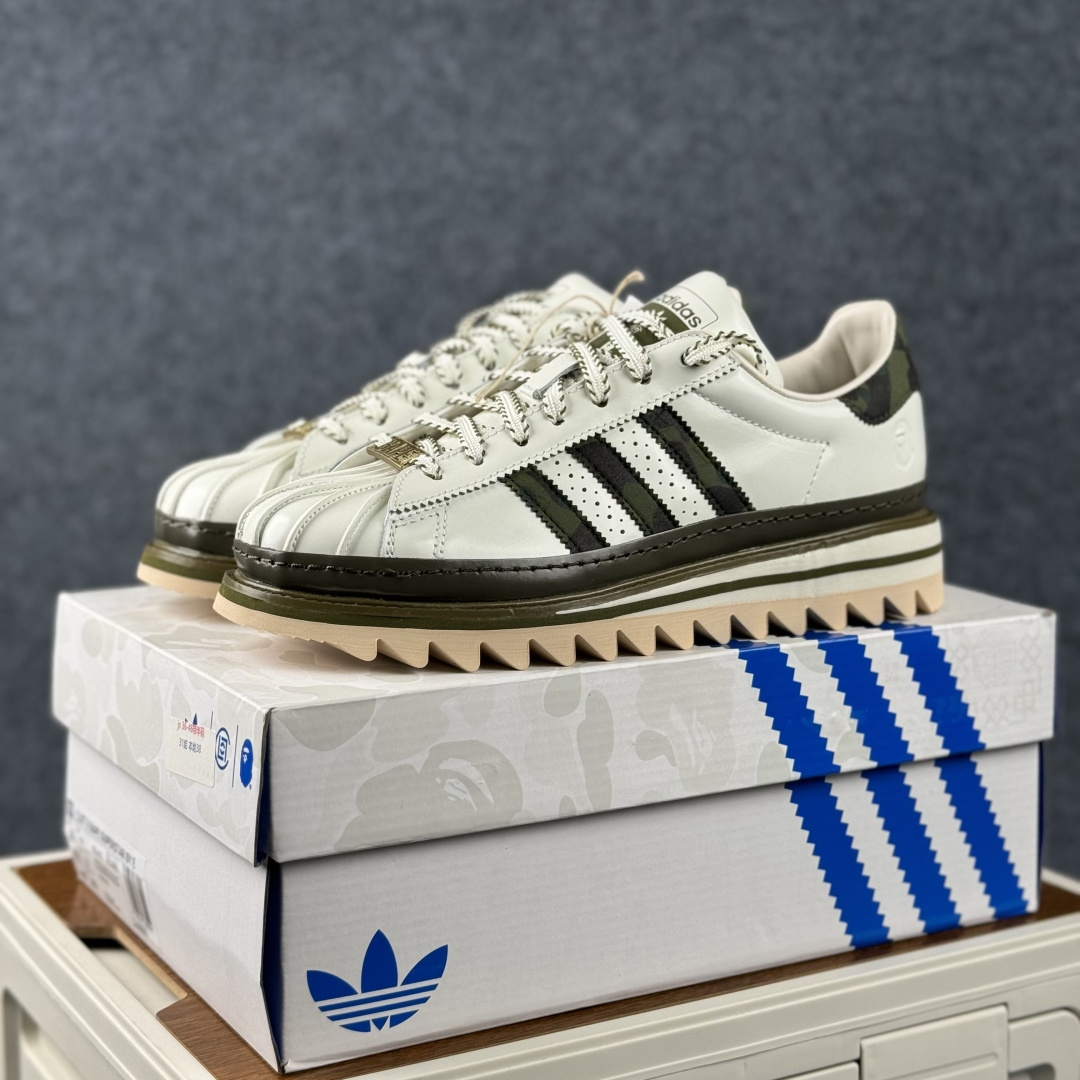 380 PK版Adidas CLX BAPE SUPERBY E 陈冠希联名 锯齿休闲板鞋 KJ1473