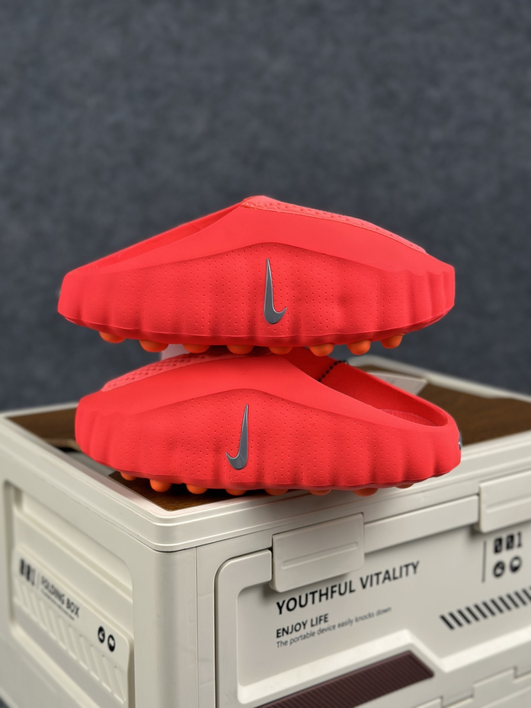 RL正确版 配色合集 Nike Mind 001 深红拖鞋 神经科学足底按摩包头拖鞋 HQ4307-001