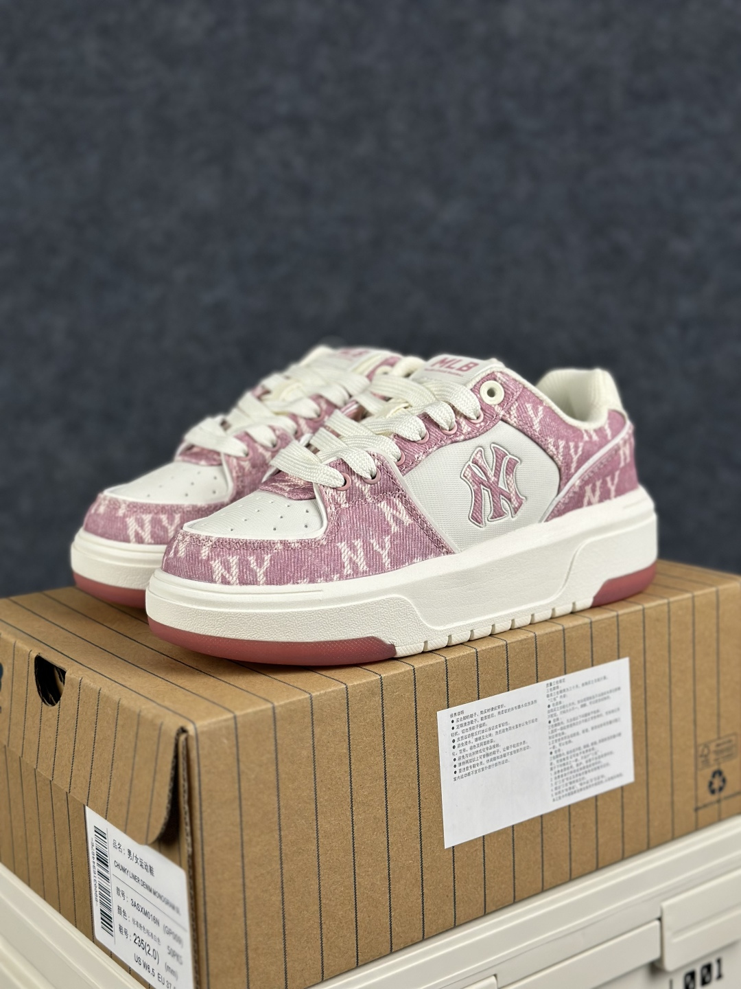 MLB CHUNKY LINER FRESH 纽约洋基队 时尚拼接撞色 立体LO厚底复古 舒适百搭学长鞋 3ASXMO16N-50LDS (GP009) 标准银色/标准白色