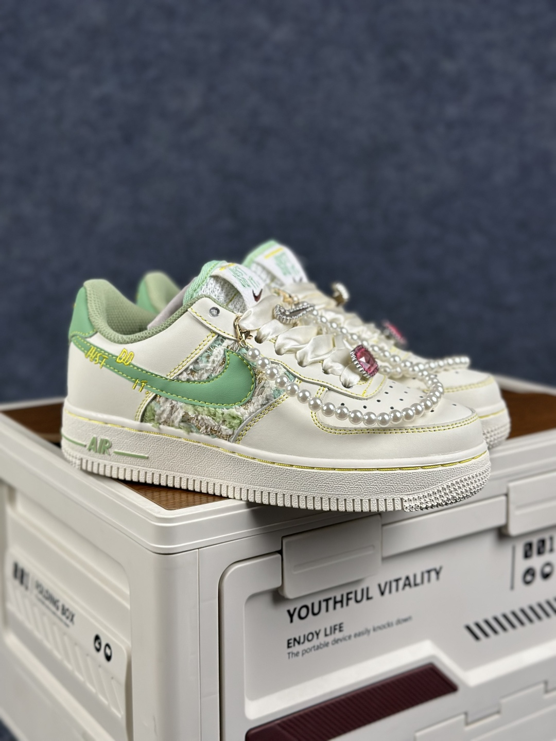 Nike Air Force 1’07 Low ”Jade Pearl Canvas” 手绘涂鸦 青珠画境 空军一号低帮休闲板鞋 FJ7740-111