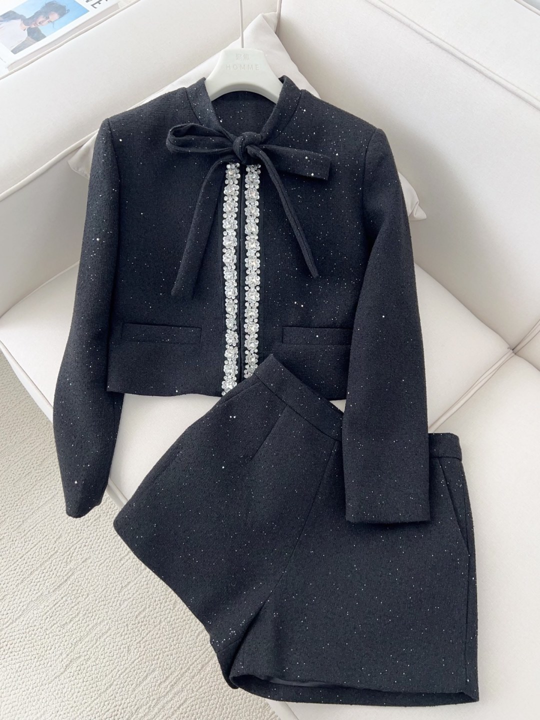Elegant Women's Two-Piece Set with Sequins - Chic Jacket and Shorts Outfit 4 cmp a1755828135963 8432