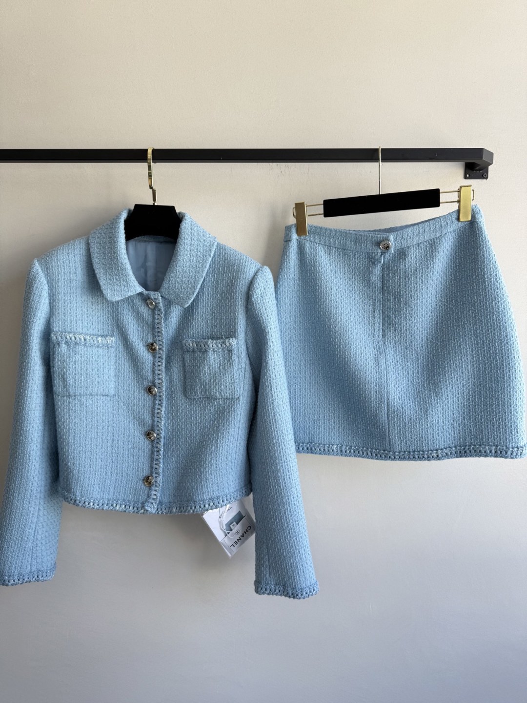 Chanel Inspired Sky Blue Tweed Jacket, Cropped, Classic Design 3 cmp a1756759662213 6360