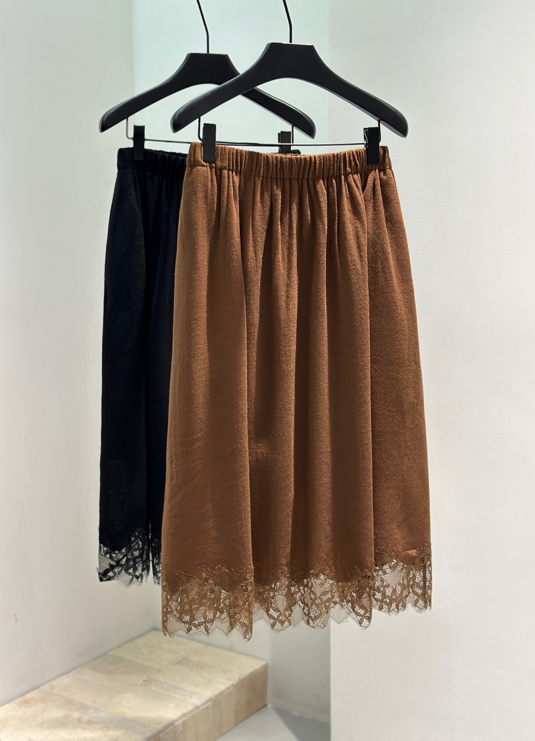 Elegant Women's Lace Trim A-Line Skirt with Elastic Waistband - Brown 8 cmp a1758096991780 6171