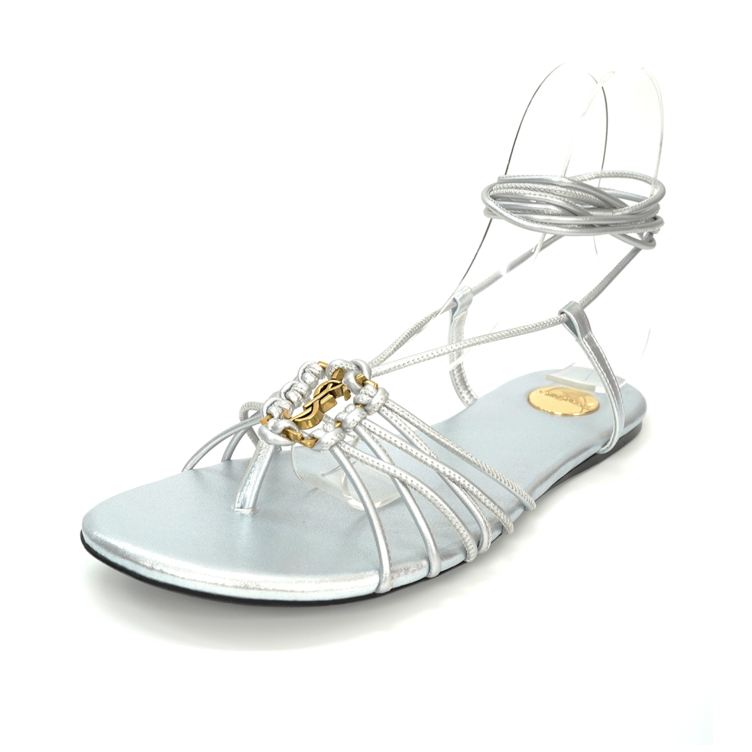 Yves Saint Laurent YSL Sandals: Classic Design Style, Gold Logo Decorations, French Elegance, Leather Material, Various Sizes - 图片 1