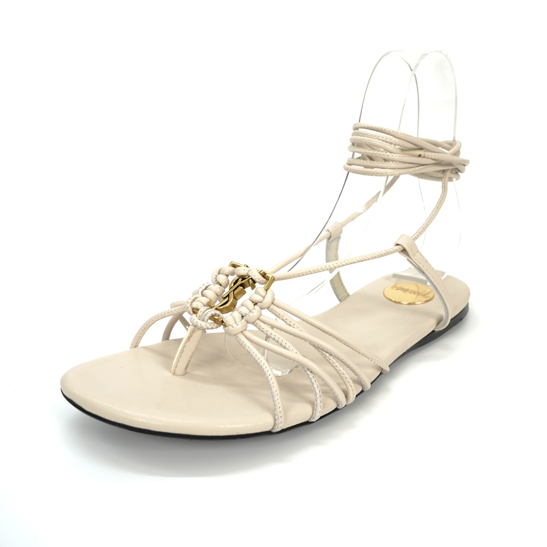 Yves Saint Laurent YSL Sandals: Classic Design Style, Gold Logo Decorations, French Elegance, Leather Material, Multiple Colors