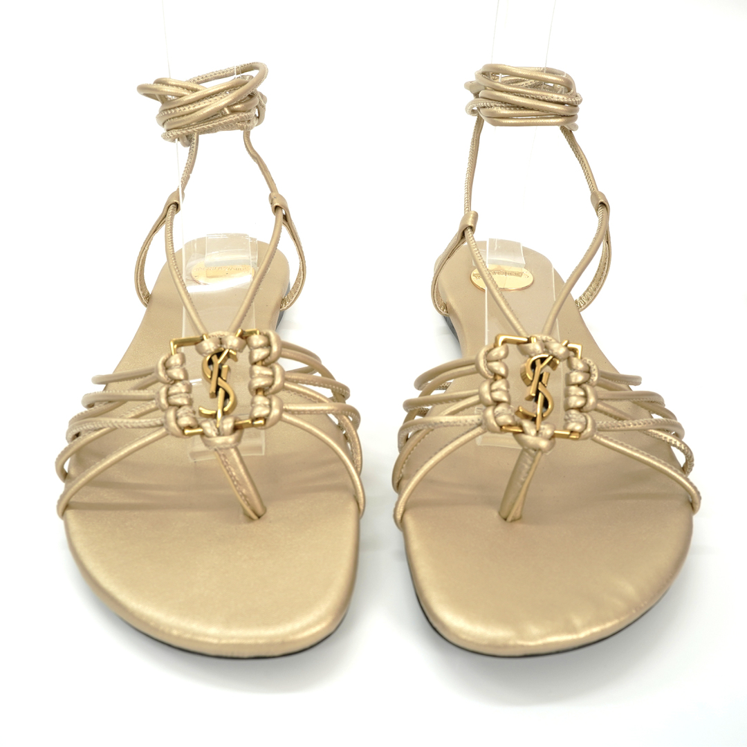 Yves Saint Laurent YSL Sandals: Classic Design, High Fashion, Leather, Brown and Gold – Size 35-44 - 图片 5