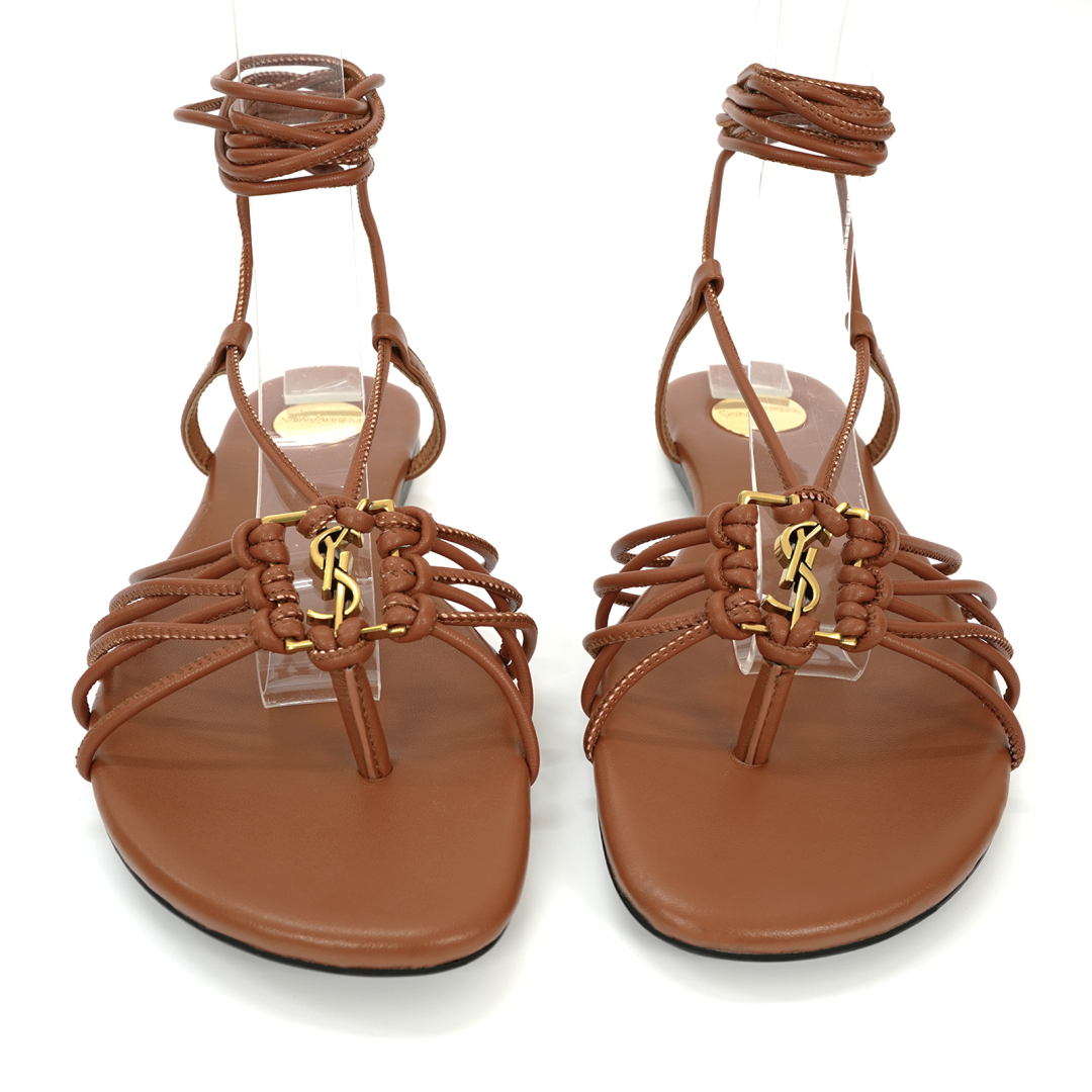 Yves Saint Laurent YSL Sandals: Classic Design, Gold Logo, Leather Material, French Elegance – Size 35-44 - 图片 4