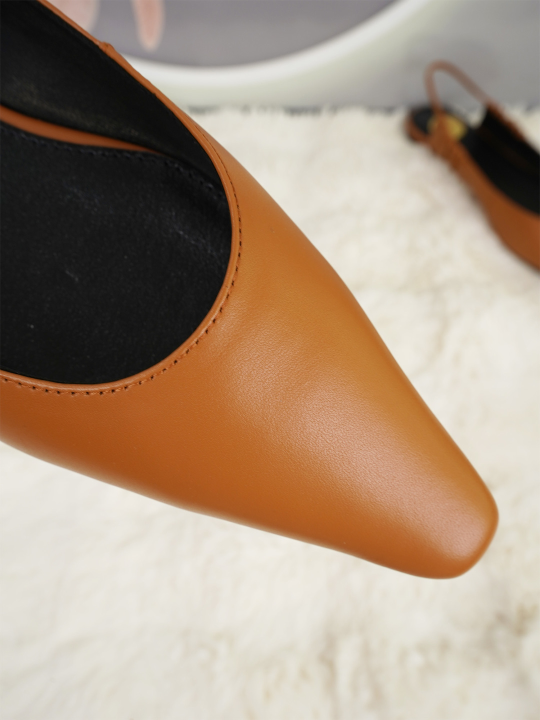 YSL Saint Laurent slingback small square-toe flats, Italian leather 4