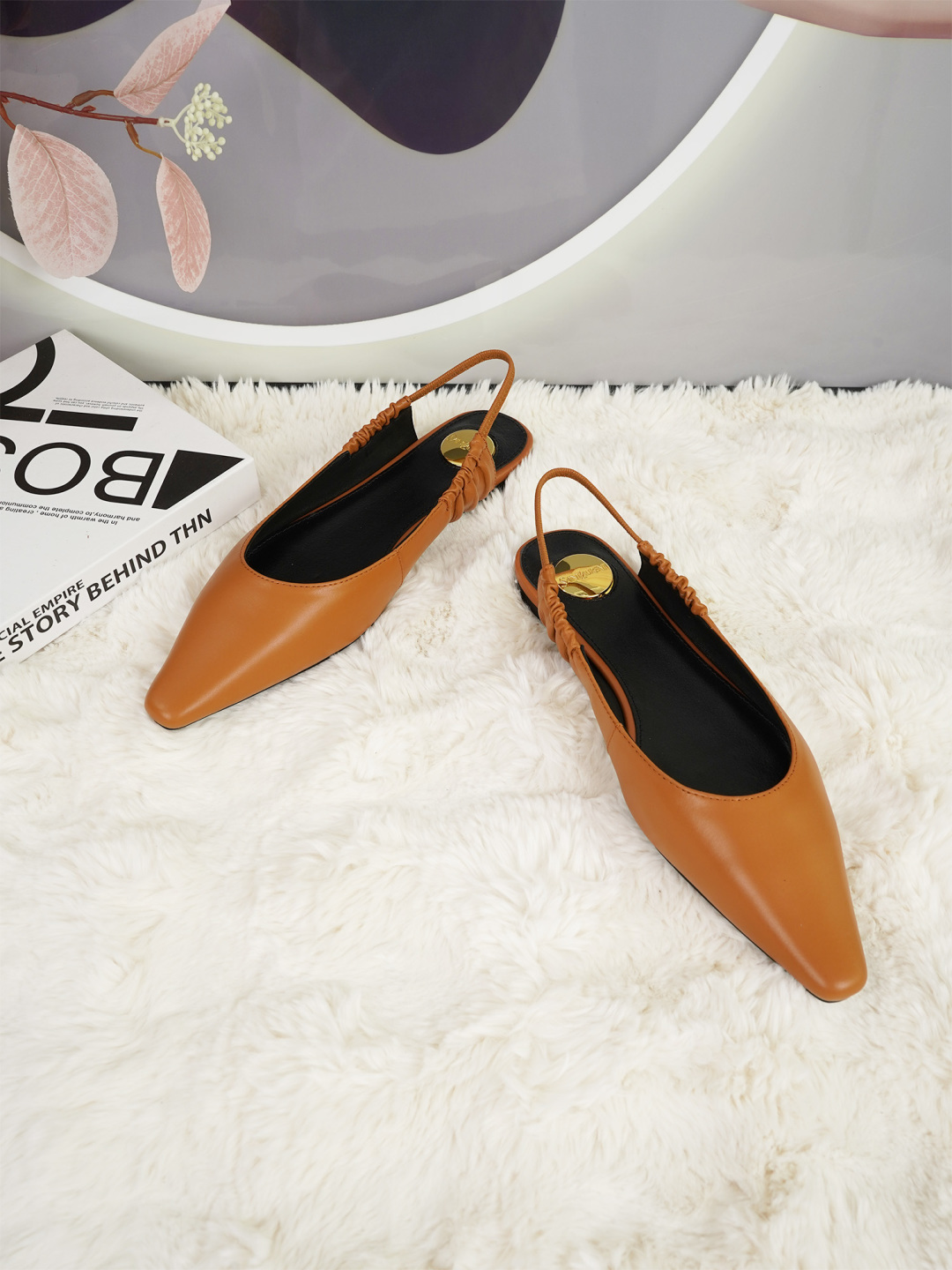 YSL Saint Laurent slingback small square-toe flats, Italian leather 2