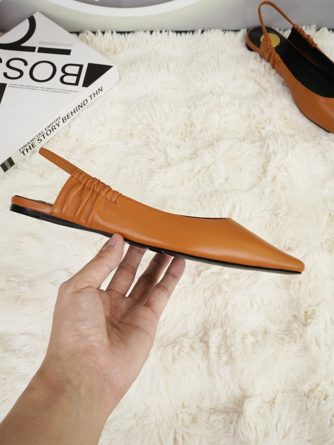 YSL Saint Laurent slingback small square-toe flats, Italian leather 6