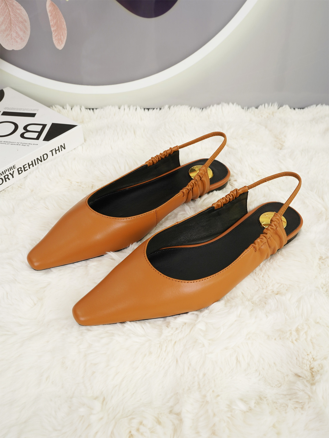 YSL Saint Laurent slingback small square-toe flats, Italian leather 7