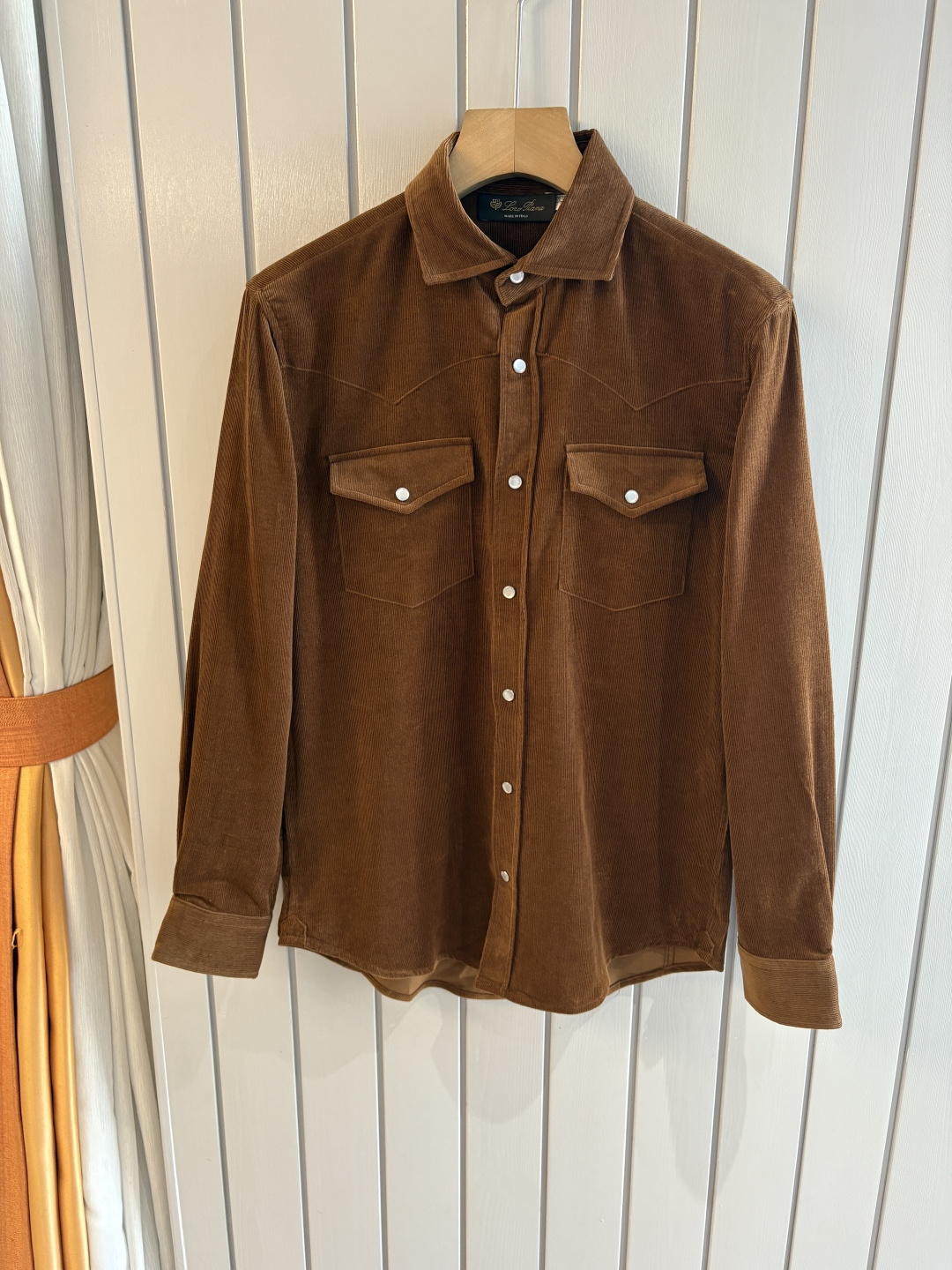 Men's Corduroy Long Sleeve Button Down Shirt, Casual Western Style Shirt