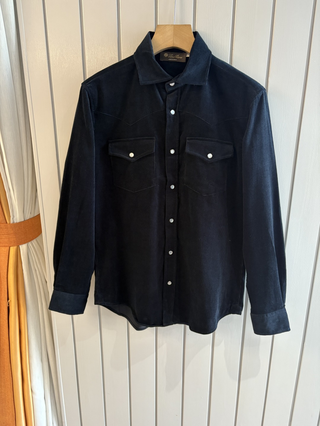 Loropiana Corduroy Shirt, Long Sleeve Button Down Casual Shirt For Men