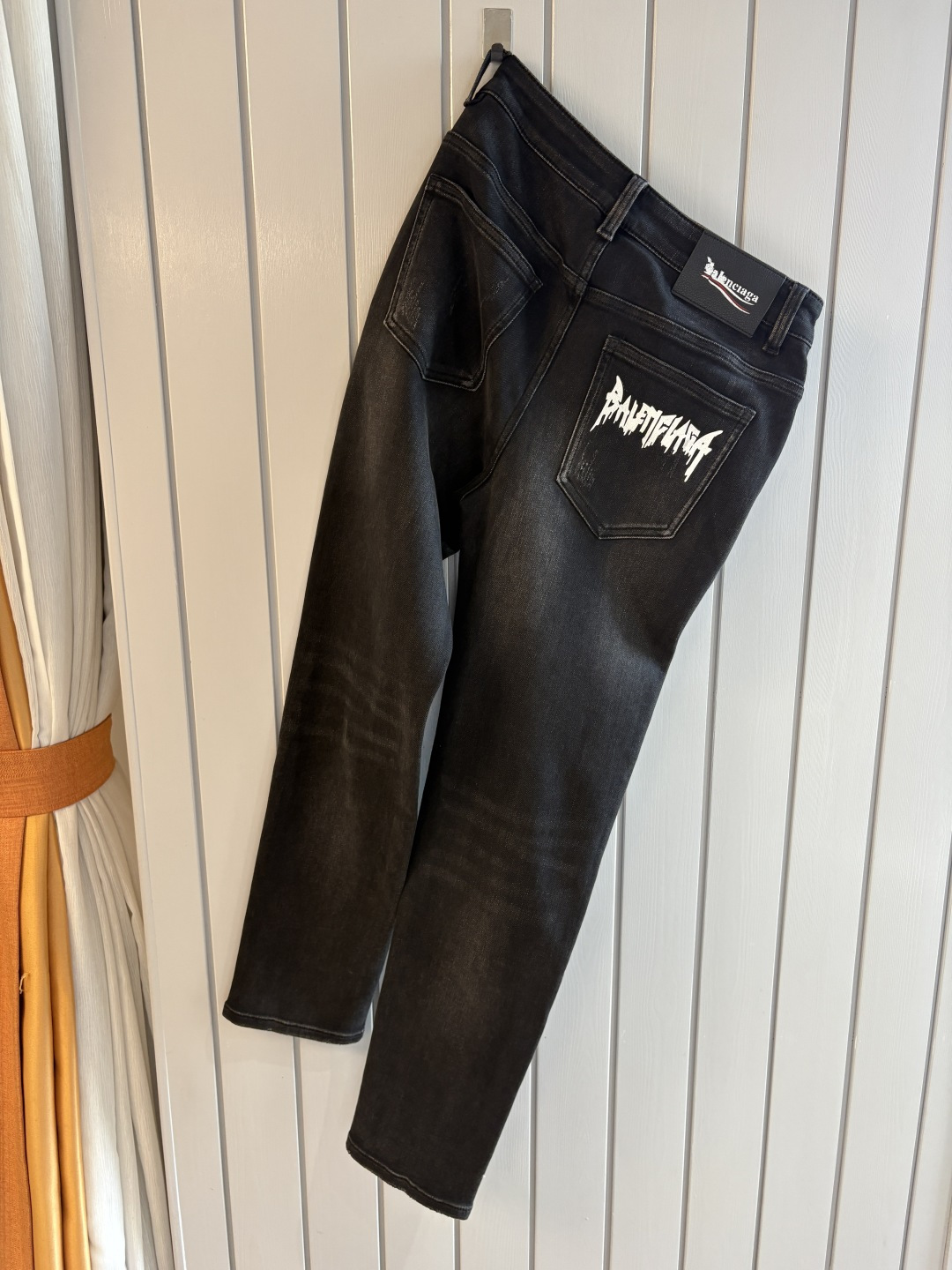 Balenciaga Slim-Fit Black Denim Jeans with Logo, Sizes 29-38