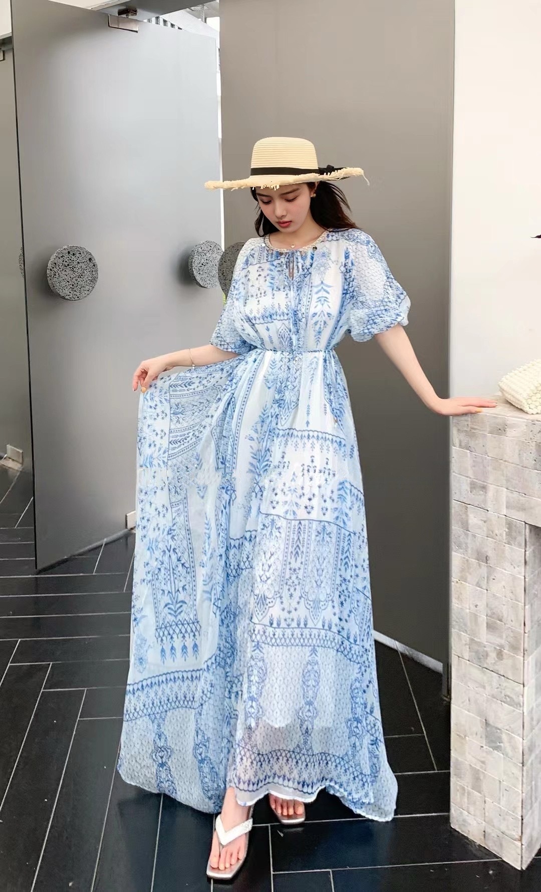 Zimmermann Inspired Blue and White Print Maxi Dress - Elegant and Flowing 3 cmp i1747081427737 4937 0 1
