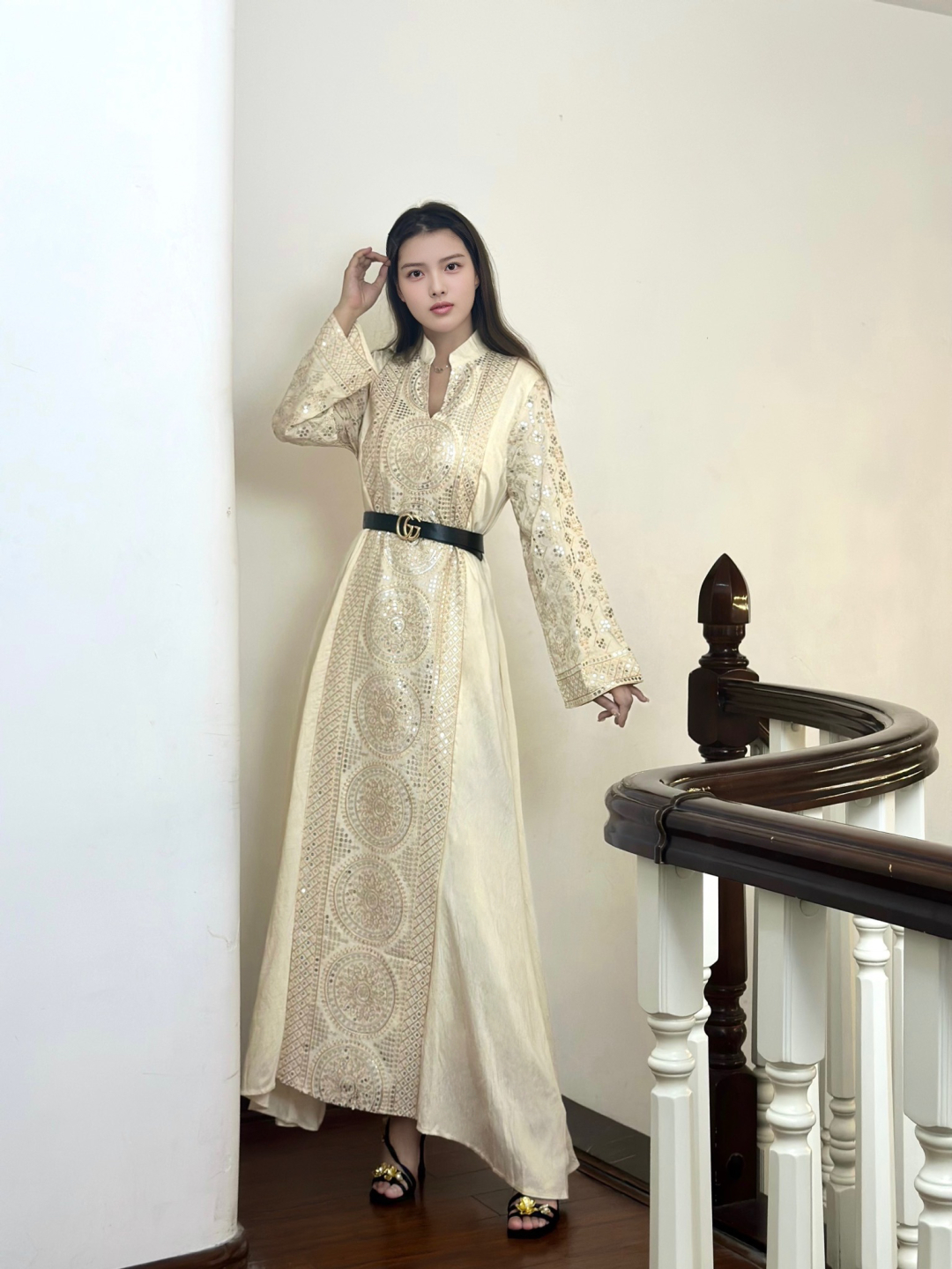 2025AW Elegant Women’s Dress Collection: Green, White, Black, Sizes M-XXL, Exquisite Embroidery. - 图片 3