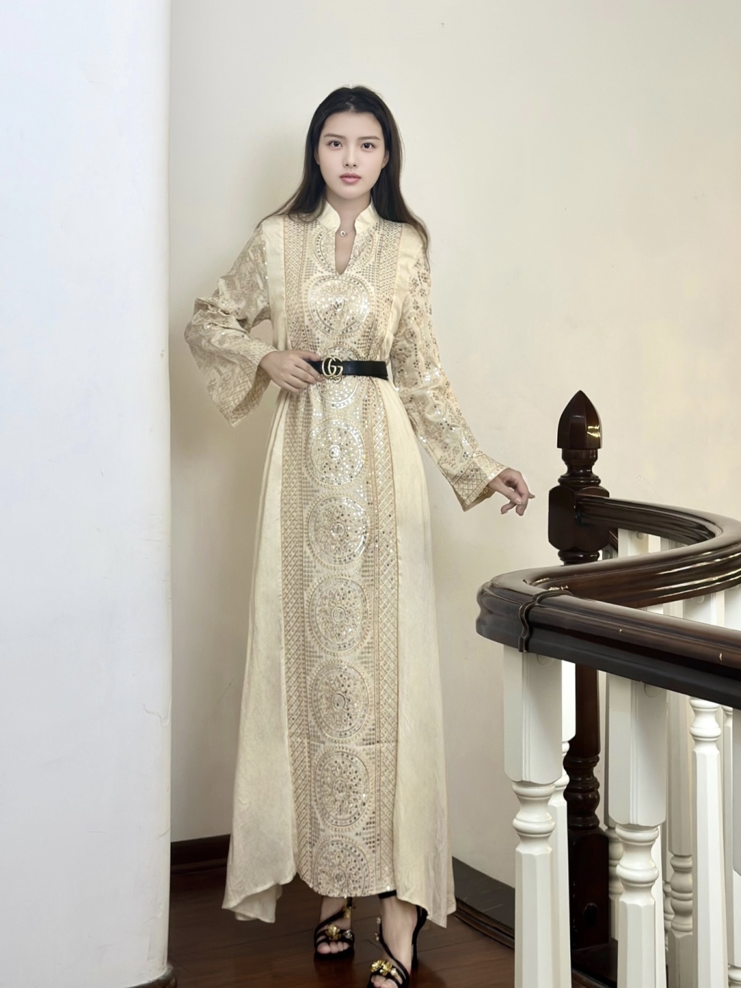 2025AW Elegant Women’s Dress Collection: Green, White, Black, Sizes M-XXL, Exquisite Embroidery. - 图片 1