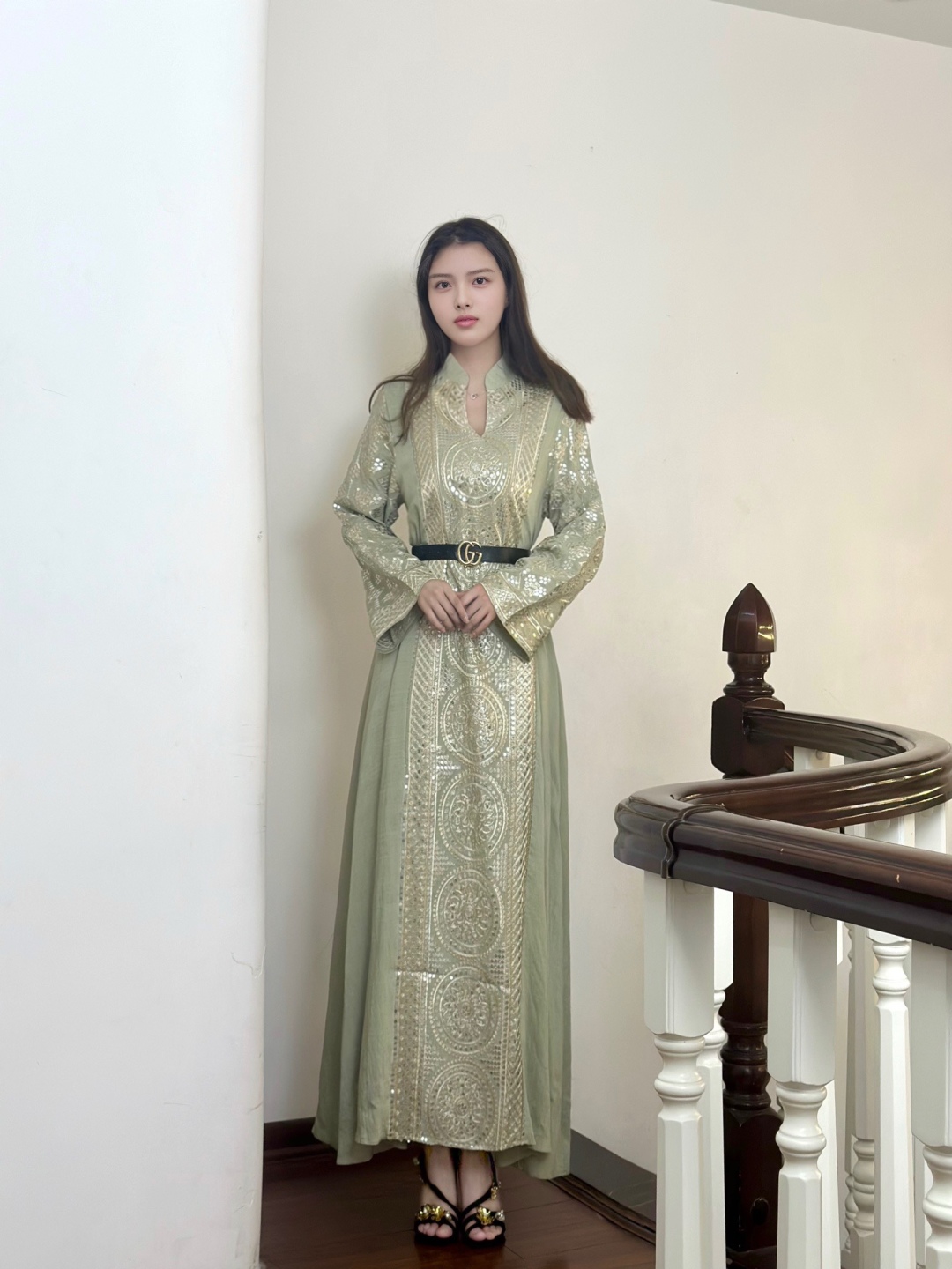 2025AW Elegant Women’s Dress: Green, White, Black, M-XXL, Cultural Fashion Encounter. - 图片 2