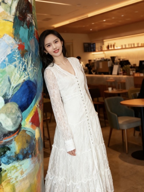 Elegant Women's Lace V-Neck Long Sleeve Maxi Dress - Wedding, Party, Events 1 Elegant Women's Lace V-Neck Long Sleeve Maxi Dress - Wedding, Party, Events