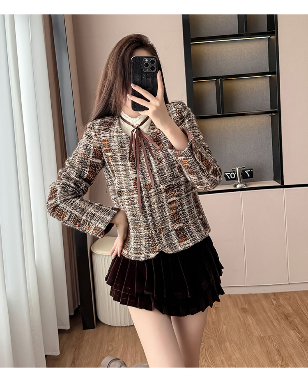 Women's Wool Blend Tweed Jacket, Classic Chanel Style Outerwear