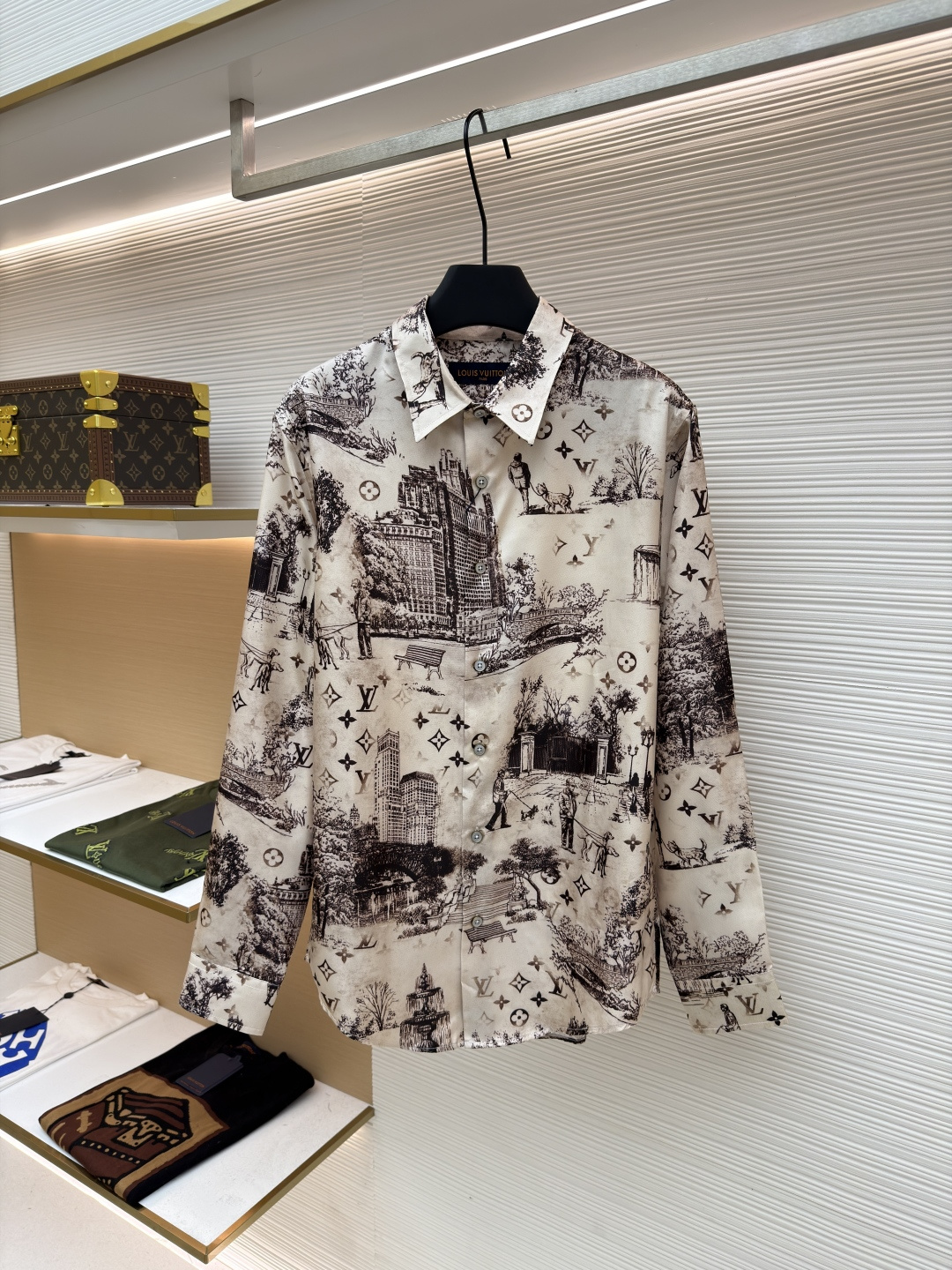 Louis Vuitton Monogram City Walk Silk Shirt, Long Sleeve, Designer Style