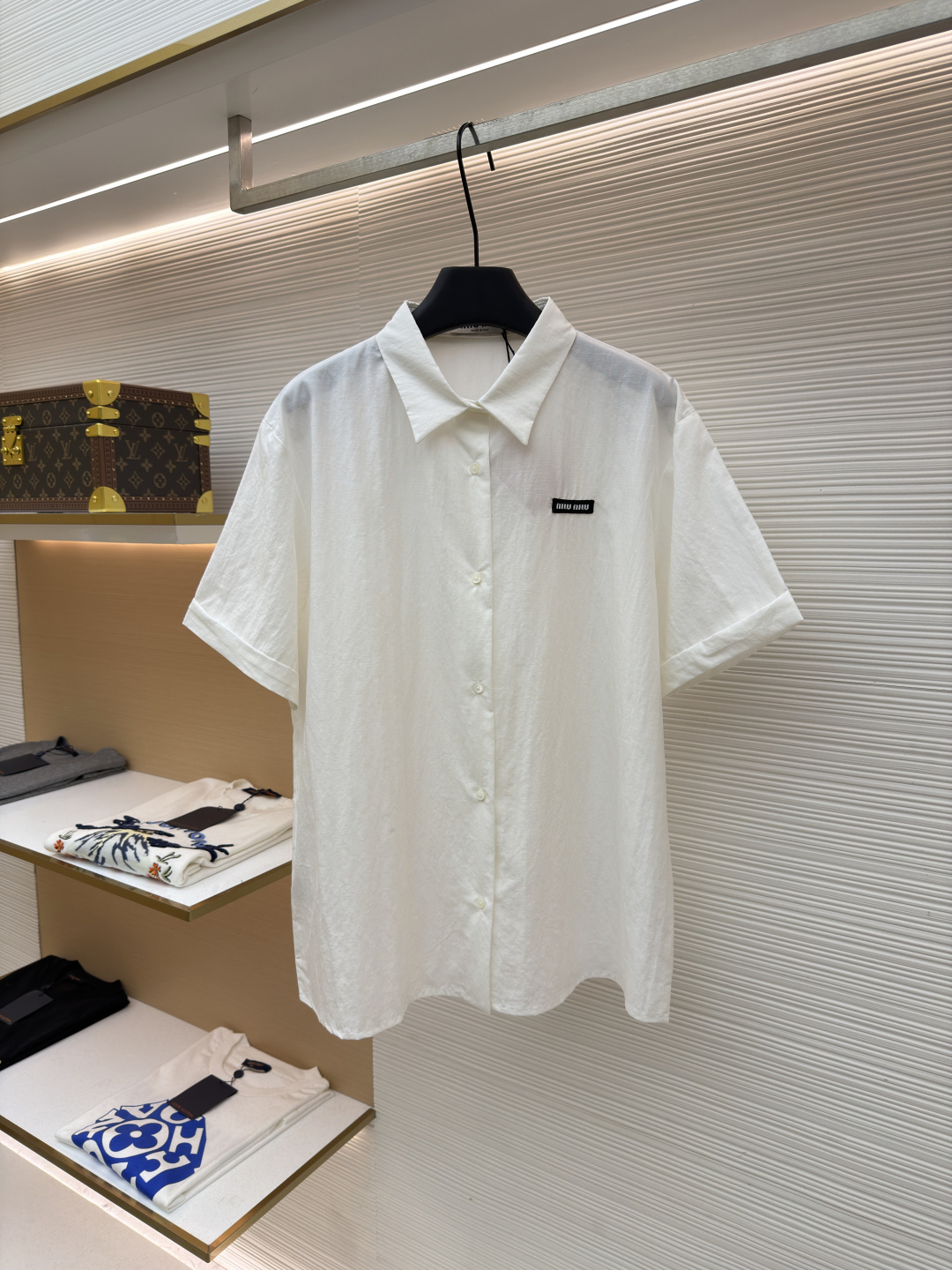 MIUMIU men MIUMIU logo short-sleeved shirt