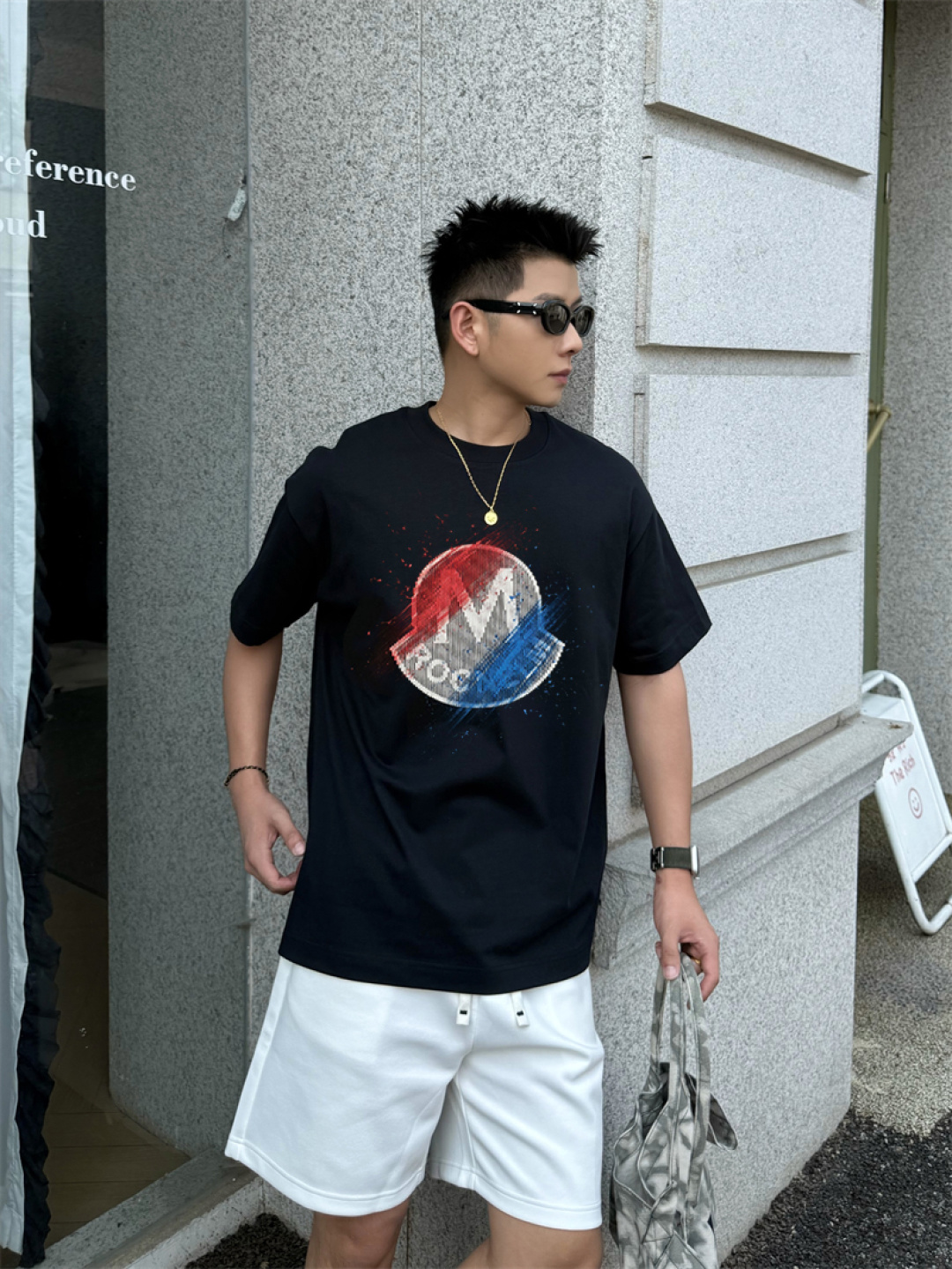 NO:451279,Mengjia 2025 spring and summer new short-sleeved T-shirt 300g heavy cotton letter logo color black white S M L XL XXL,,T-shirt,tees,t-shirt,alexander wang19860909蒙家 2025春夏新款短袖T恤 300克重磅纯棉字母Logo 颜色黑色 白色 码数S M L XL XXL,,T-shirt,tees，t-shirt,alexander wang,Men's clothing