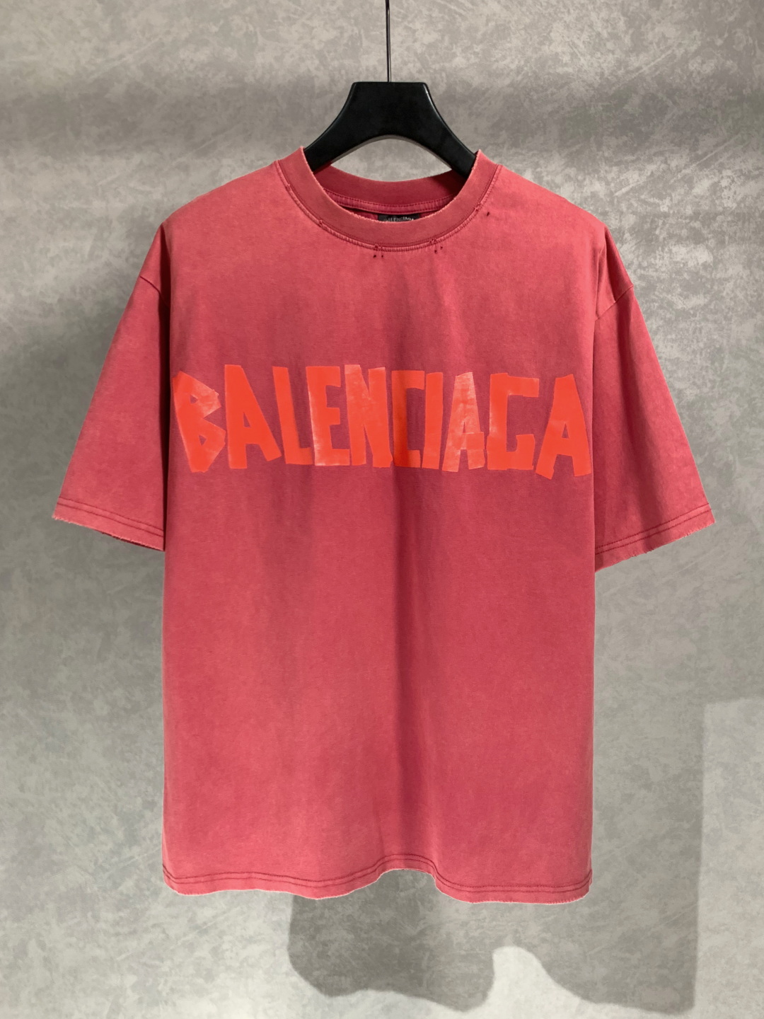 顶级） Balenciaga/巴黎世家 磨破 胶带圆领短袖T恤