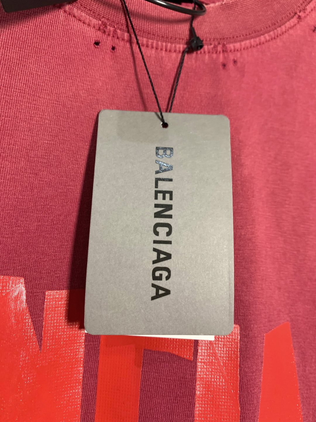 顶级） Balenciaga/巴黎世家 磨破 胶带圆领短袖T恤