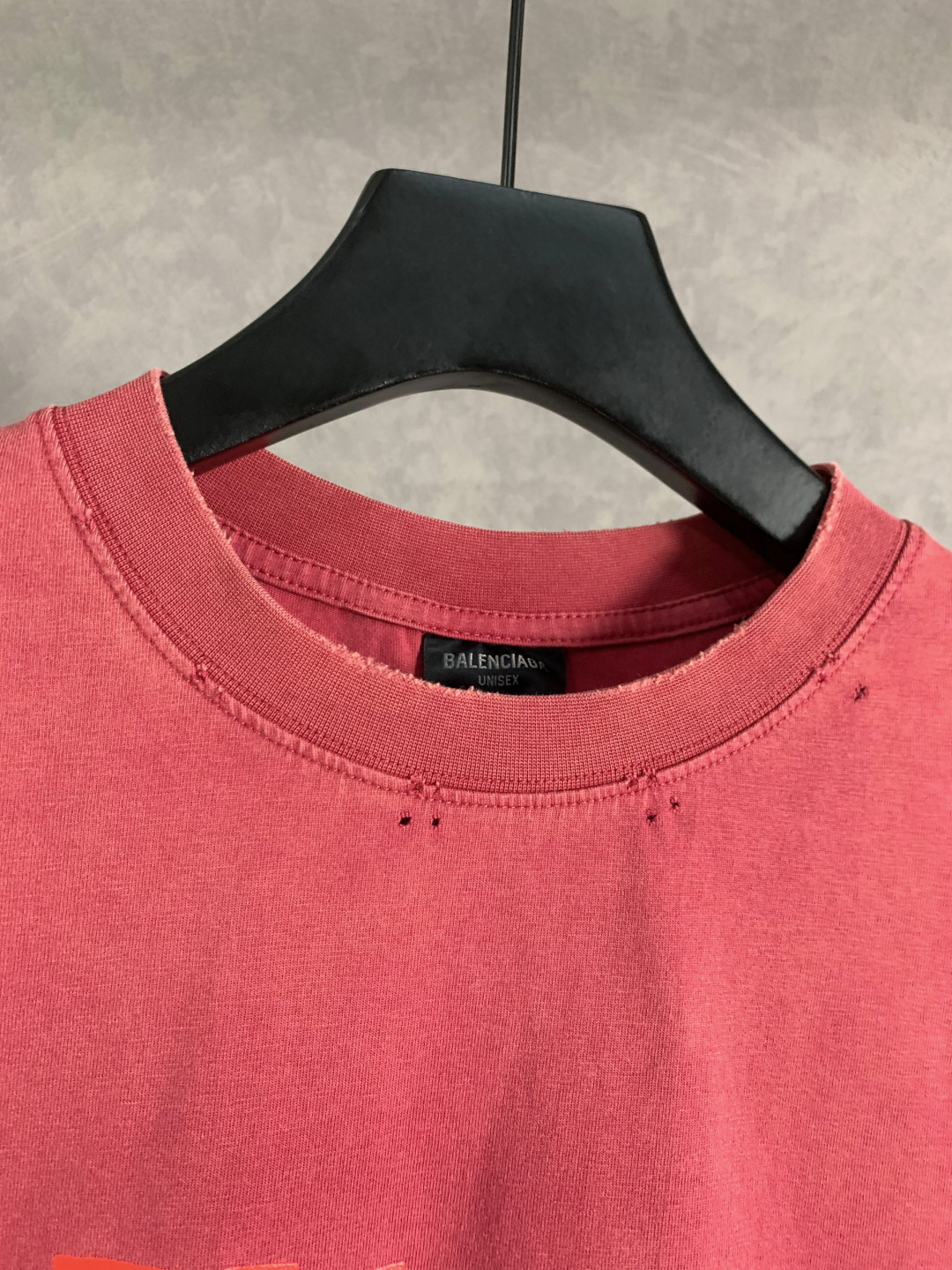 顶级） Balenciaga/巴黎世家 磨破 胶带圆领短袖T恤