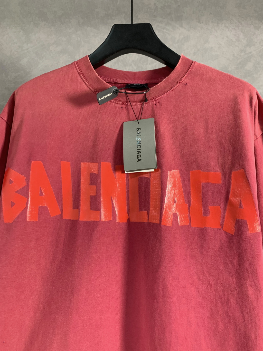 顶级） Balenciaga/巴黎世家 磨破 胶带圆领短袖T恤
