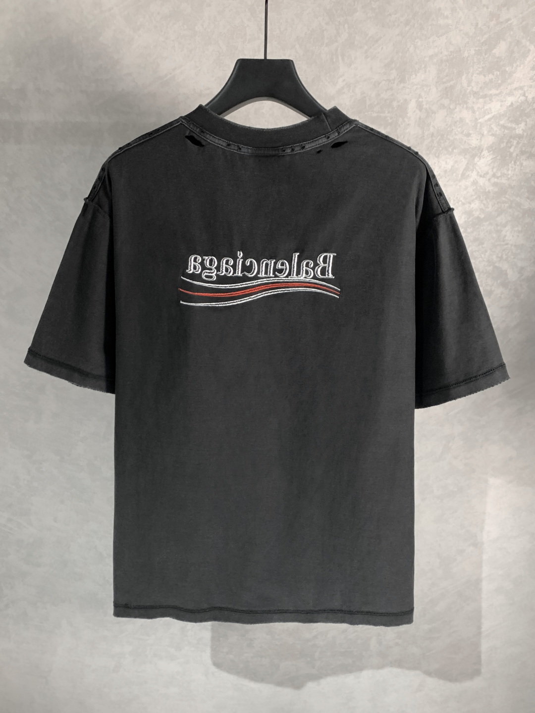 顶级） Balenciaga/巴黎世家 反转反穿(双面可穿)可乐刺绣圆领短袖T恤