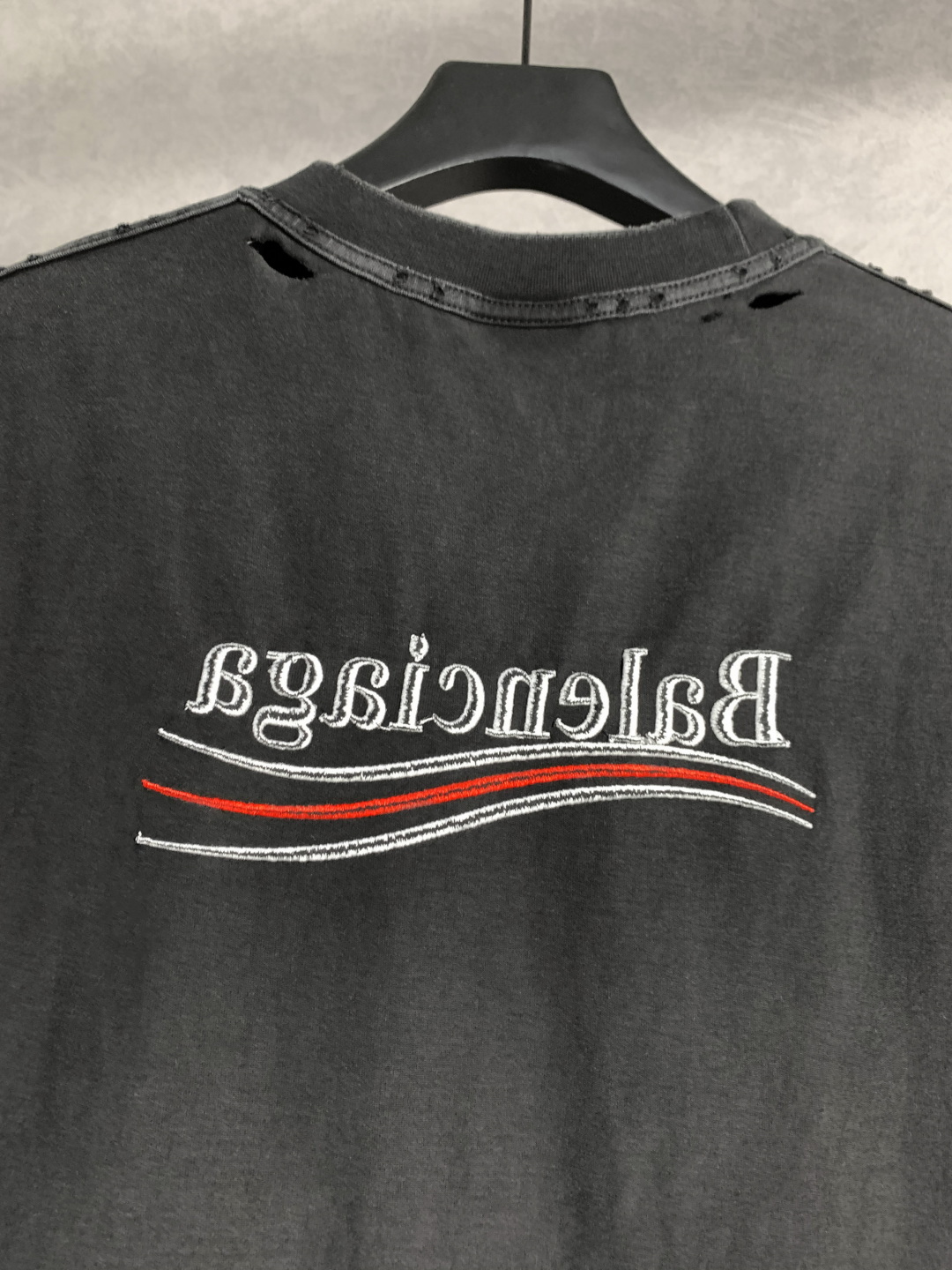 顶级） Balenciaga/巴黎世家 反转反穿(双面可穿)可乐刺绣圆领短袖T恤