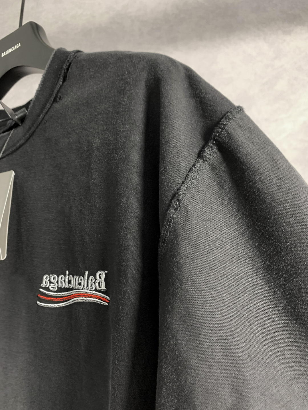 顶级） Balenciaga/巴黎世家 反转反穿(双面可穿)可乐刺绣圆领短袖T恤