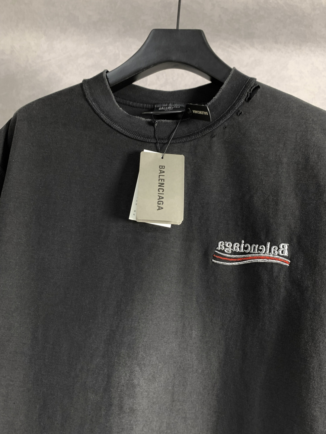 顶级） Balenciaga/巴黎世家 反转反穿(双面可穿)可乐刺绣圆领短袖T恤