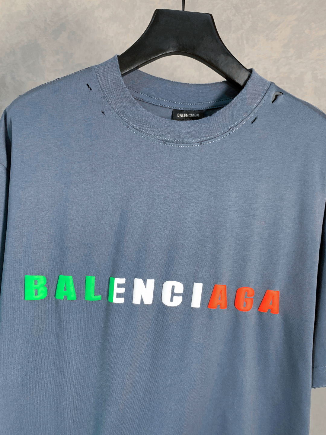 Balenciaga/巴黎世家 撞色发泡字母圆领短袖T恤