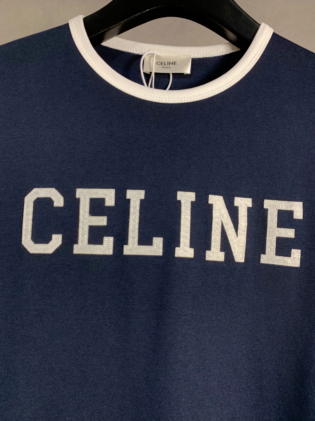 Celine 塞琳 贴布绣花字母圆领短袖T恤
