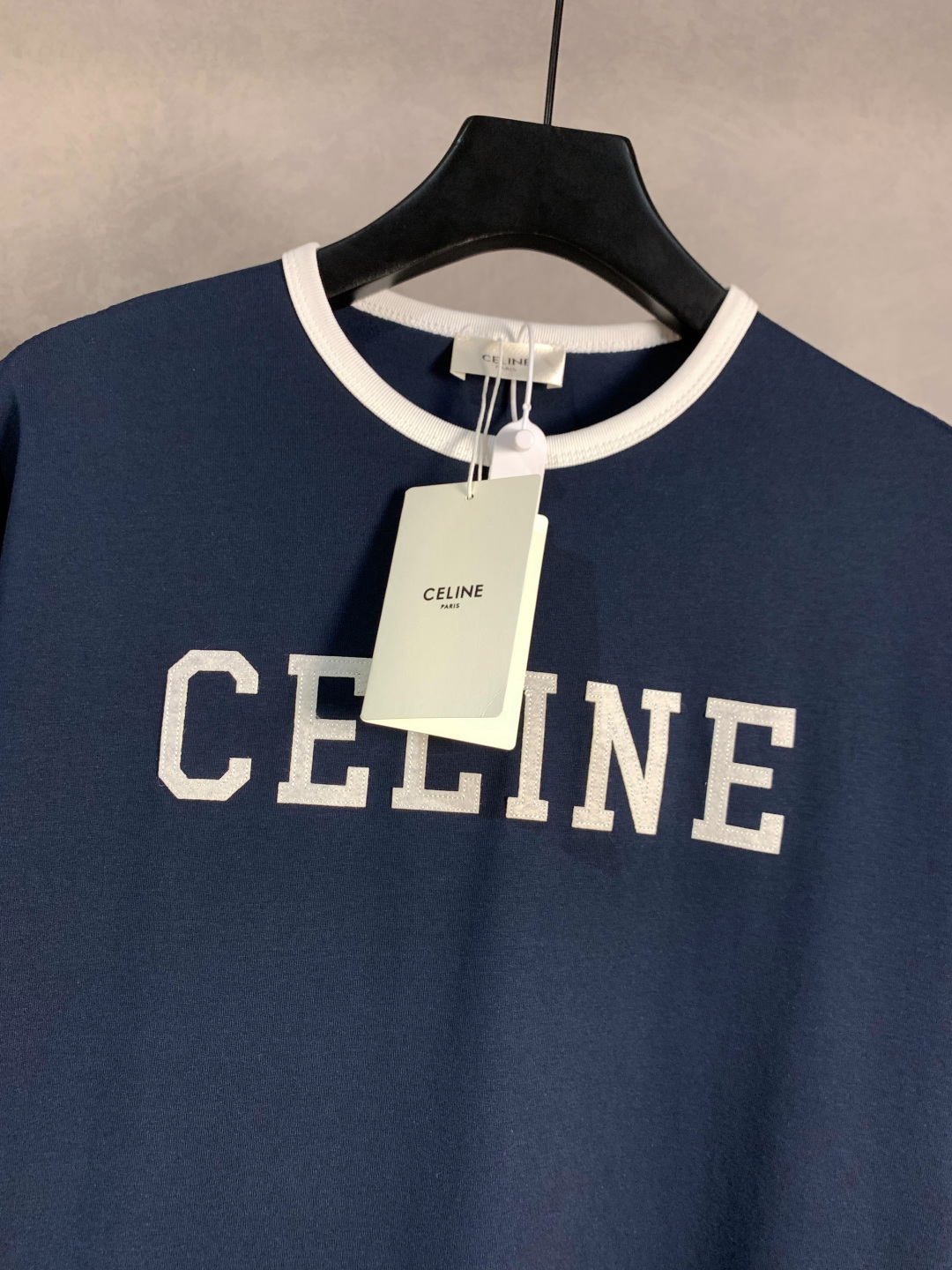 Celine 塞琳 贴布绣花字母圆领短袖T恤