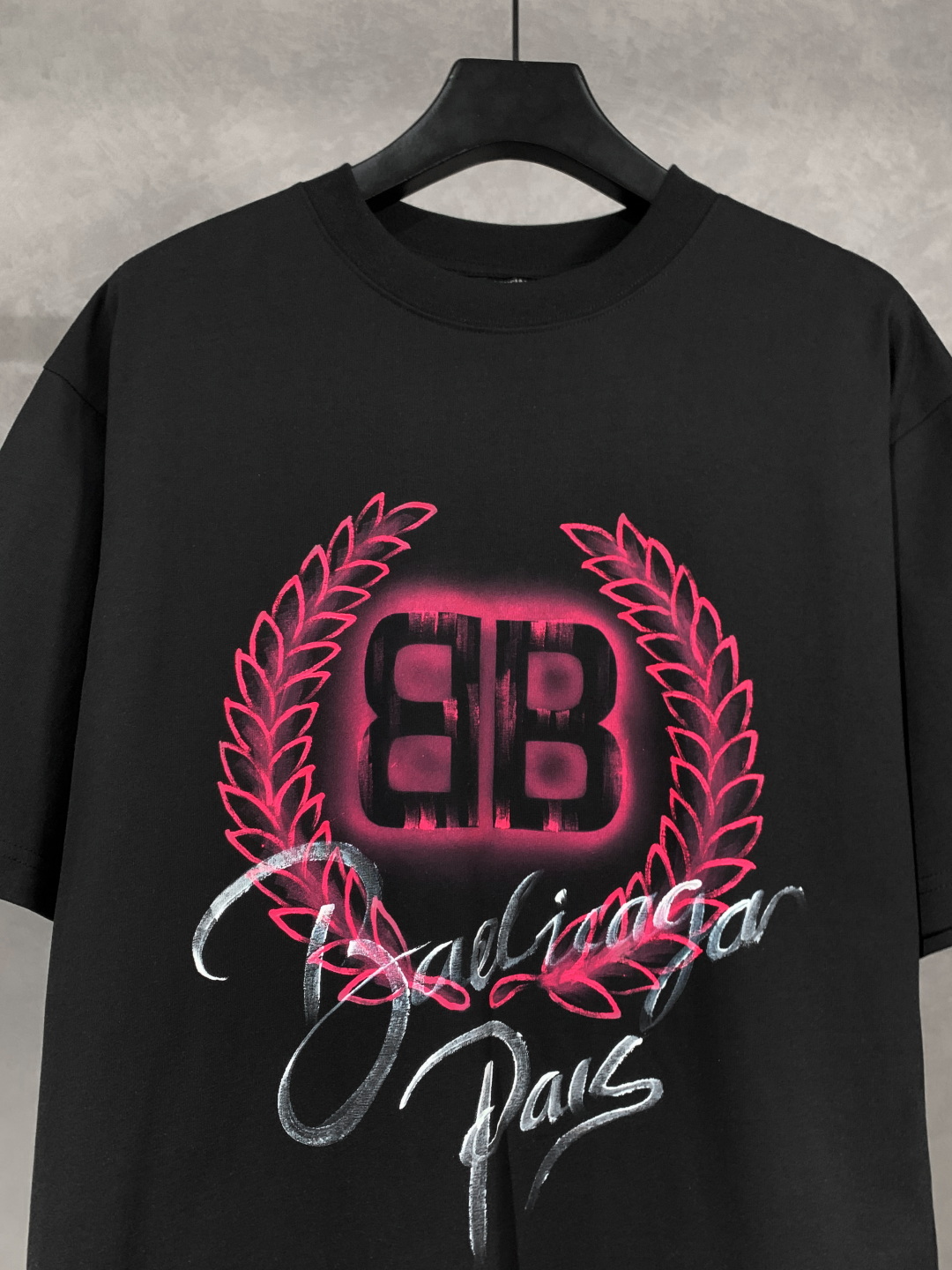 Balenciaga/巴黎世家 手绘麦穗图案圆领短袖T恤