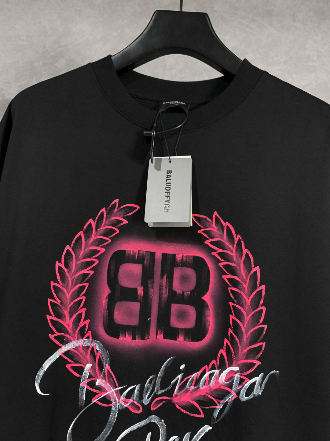 Balenciaga/巴黎世家 手绘麦穗图案圆领短袖T恤