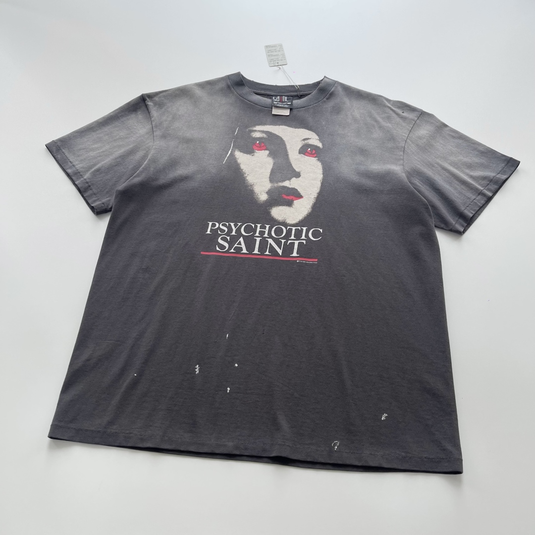 SAINT Mxxxxxx Gothic Rock Tee - Women's Distressed Print Short Sleeve 2 cmp a1752744678905 7046