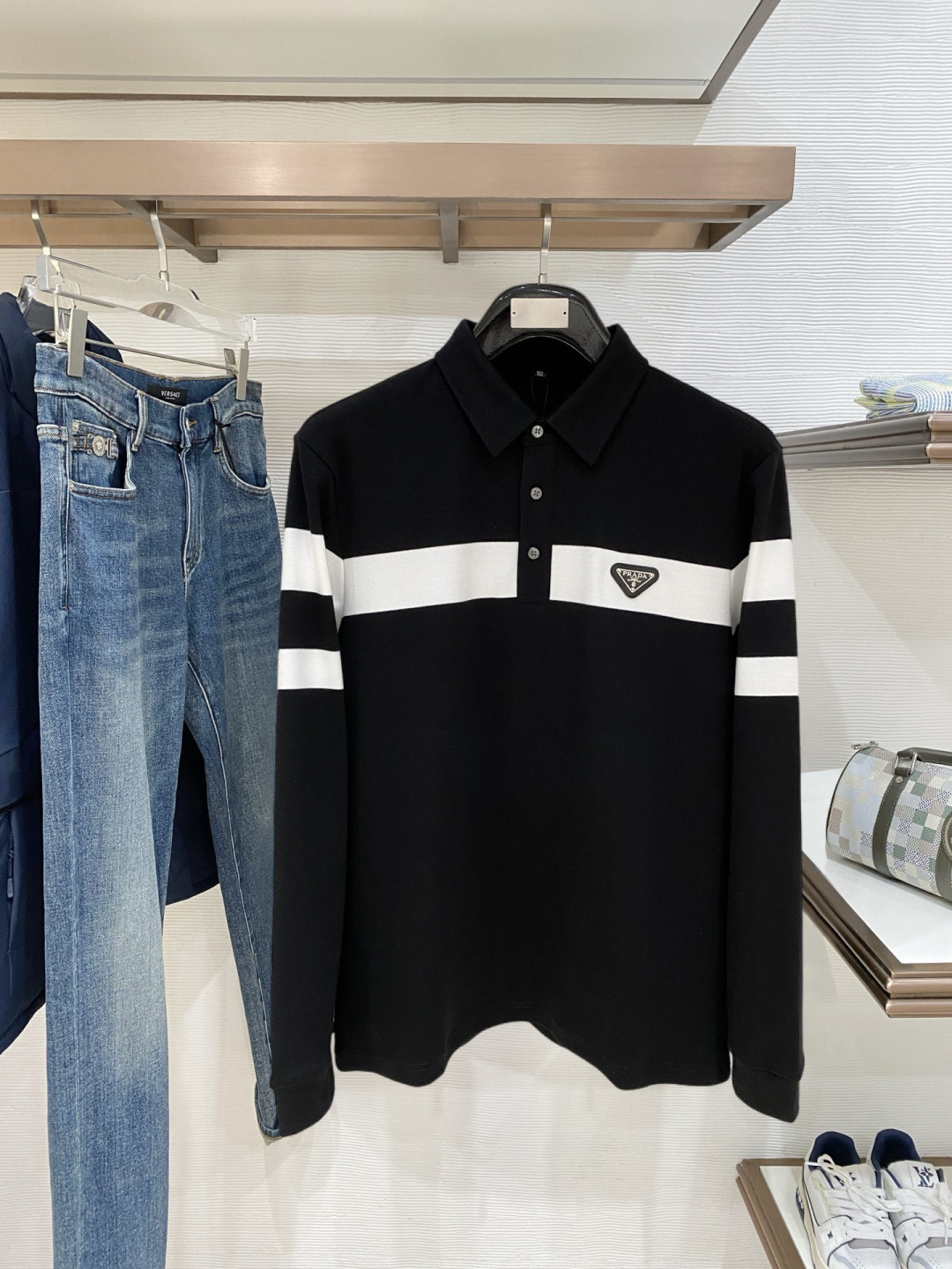 开春新品 普拉达独家专供新款原单男士Polo长袖高端定制 高版本 时尚百搭爆款⚠️⚠️✨✨原版进口纯棉面