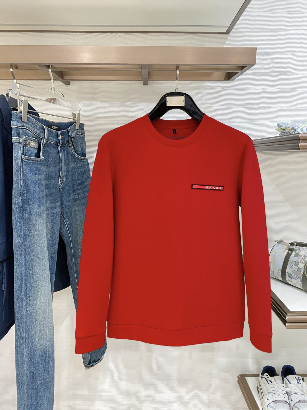普拉达 2026 马年新款 春节红色 新款 顶级版本 最新款空气层 卫衣独家发售！原版复刻，独家设计，超