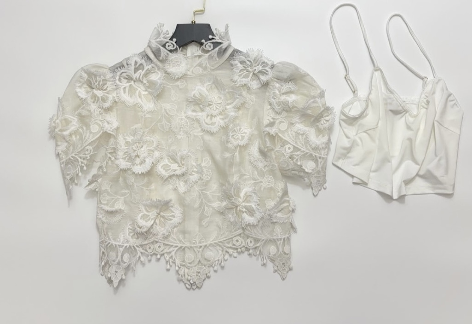 Zim Petal Series Embroidered Stand Collar Top