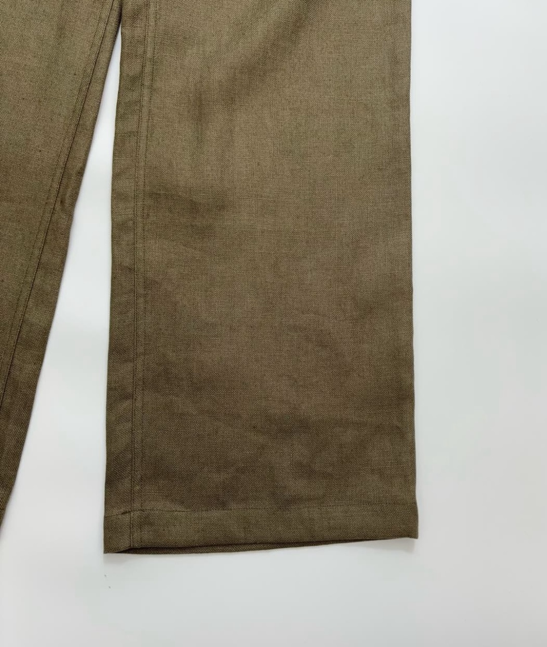 Retro mustard green comfortable linen casual loose slimming straight-leg pants casual pants (0.44kg) - View 9