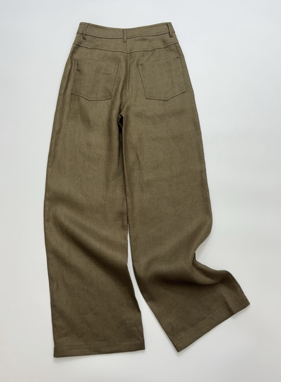 Retro mustard green comfortable linen casual loose slimming straight-leg pants casual pants (0.44kg) - View 13